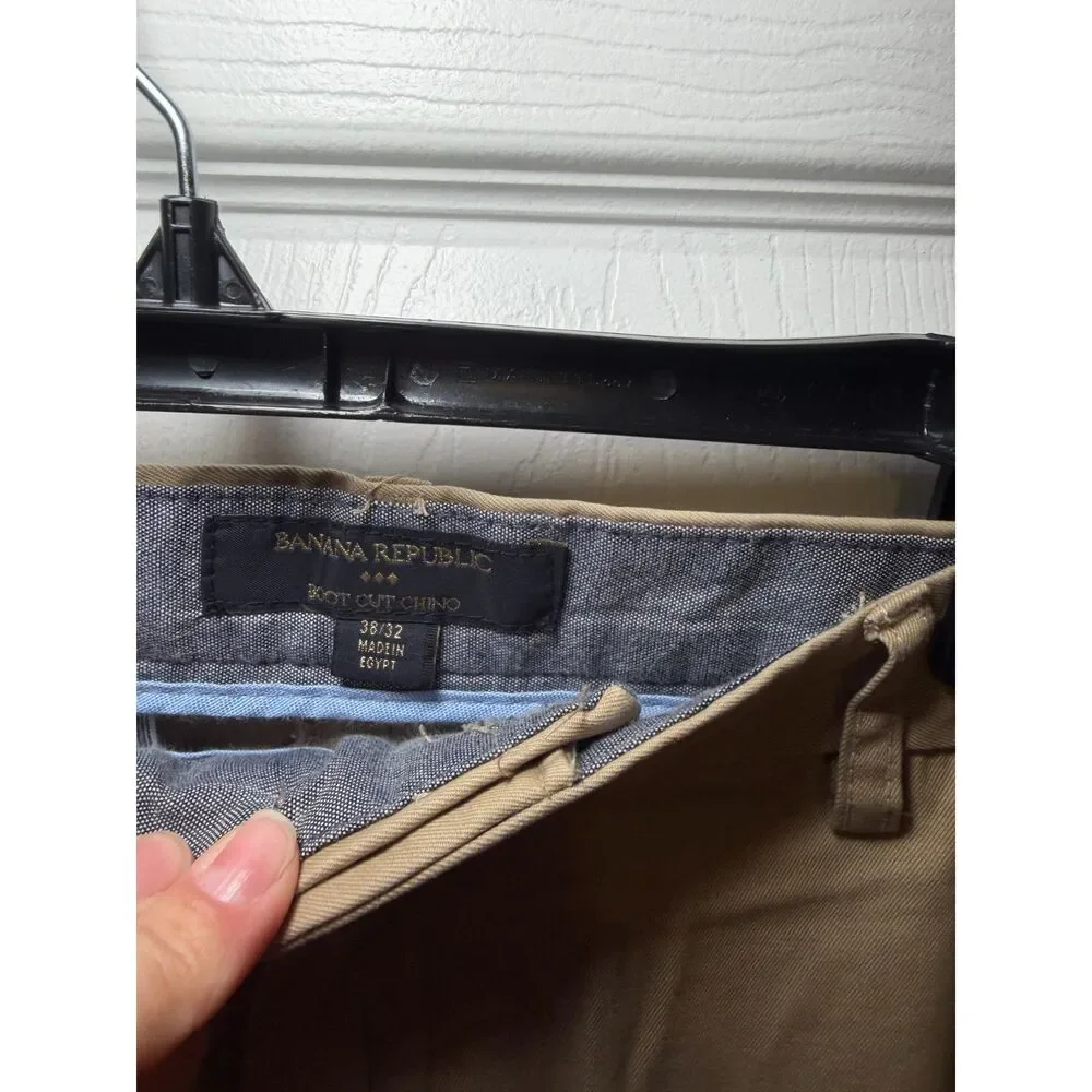 Banana Republic Boot Cut Chino Pants Men's 38x32 Khaki Cotton